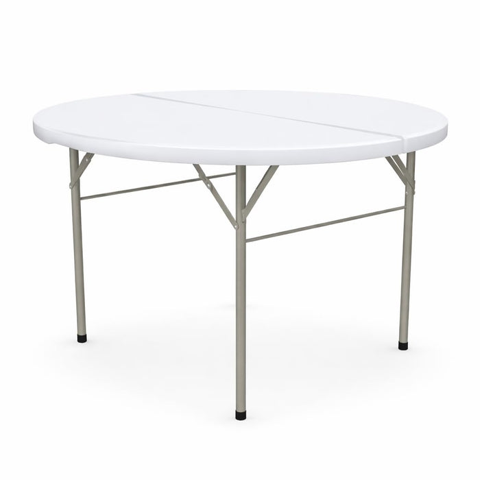 Glownary Round Folding Table, Heavy-Duty Plastic, White Granite, 48 Inch Diameter, Bi-Fold Design, Steel Frame, Indoor Outdoor Use, 400 lb Capacity
