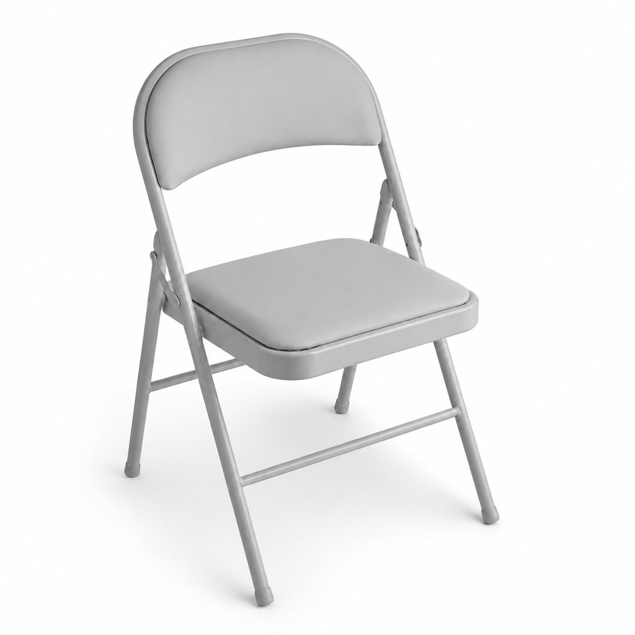 Glownary Gray Vinyl Folding Chair, Padded Seat and Back, Steel Frame, 18.5x19 Inches, 300 lb Capacity, Commercial Indoor Outdoor Use