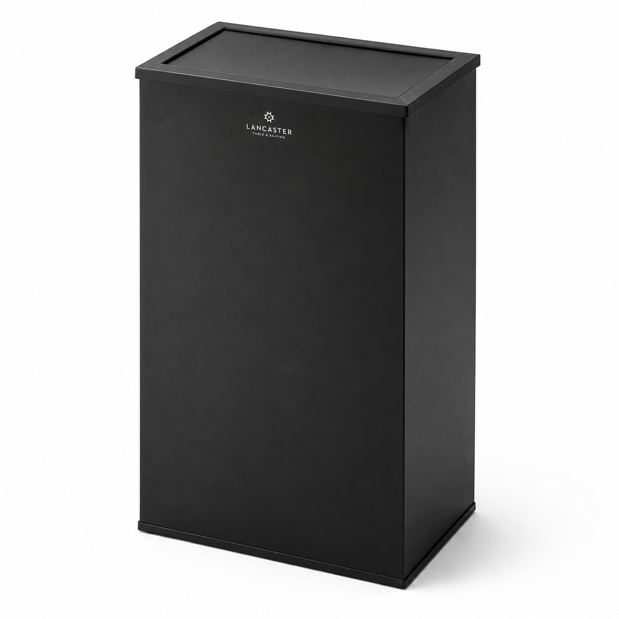 Glownary Black Steel Rectangular Trash Can with Swivel Lid, 13.5 Gallon Capacity, Indoor Decorative Waste Receptacle, 17.25x11.25x31.5 Inches