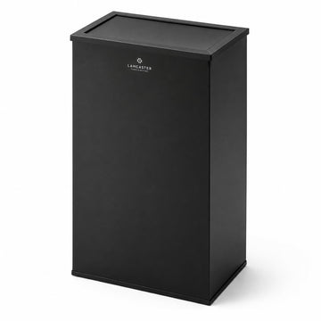 Glownary Black Steel Rectangular Trash Can with Swivel Lid, 13.5 Gallon Capacity, Indoor Decorative Waste Receptacle, 17.25x11.25x31.5 Inches
