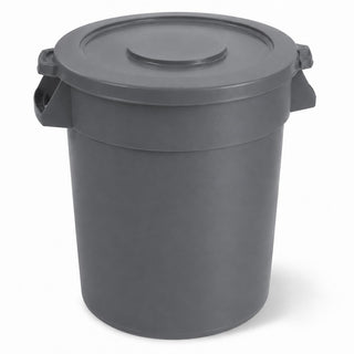 Glownary Commercial Trash Can with Lid, 20 Gallon Round Heavy-Duty Plastic, Gray, NSF Listed, Indoor Use