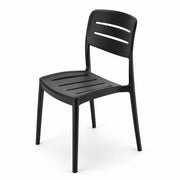 Glownary Lancaster Table & Seating Alto Black Stone Slat Back Resin Side Chair, Modern Coastal Style, Stackable, 350 lb Capacity, 19.7x20.9x32.7 Inch