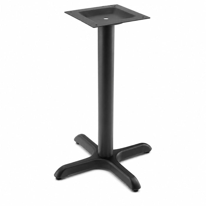 Glownary Excalibur Cross Table Base, Black E-Coated Steel, 22x22 Inch with 3 Inch Column, Standard Height 29 Inch, Indoor Outdoor Commercial
