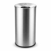 Glownary Stainless Steel Round Decorative Trash Can, Silver, 45 Gallon Capacity, Indoor Use, 38 x 21 Inch, Freestanding with Covered Top