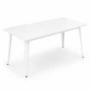 Glownary Rectangular Steel Table, Pearl White, 63 x 32 Inch, Standard Height, Indoor Outdoor, Powder Coated, 6 Seater