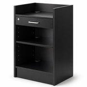 Glownary Black Cash Register Stand with Locking Drawer, 3 Shelves, Melamine Laminate, 24x18x38 Inches