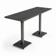 Glownary Industrial Solid Wood Live Edge Bar Height Table, Slate Gray, Beechwood, 72 x 30 x 38.25 Inches, Rectangle, Indoor