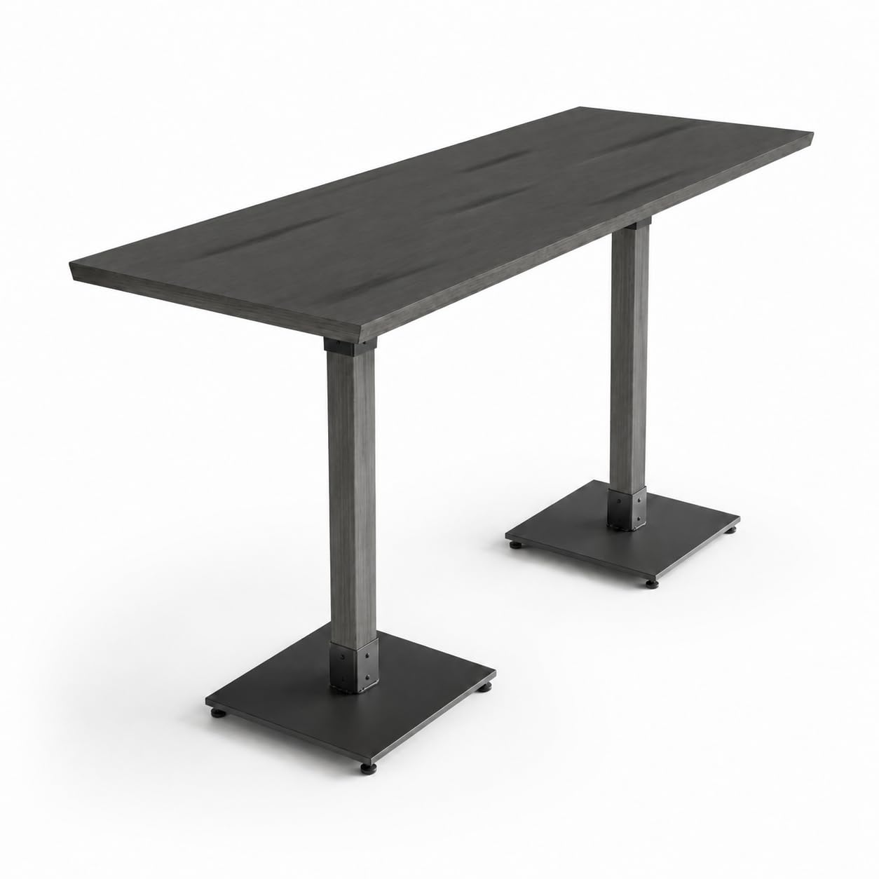 Glownary Industrial Solid Wood Live Edge Bar Height Table, Slate Gray, Beechwood, 72 x 30 x 38.25 Inches, Rectangle, Indoor