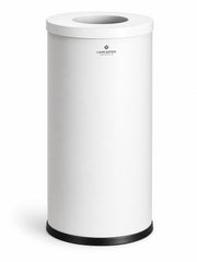 Glownary Round Metal Trash Can, White Powder-Coated, 15 Gallon Capacity, 30 Inch Height, Indoor Decorative with Lid