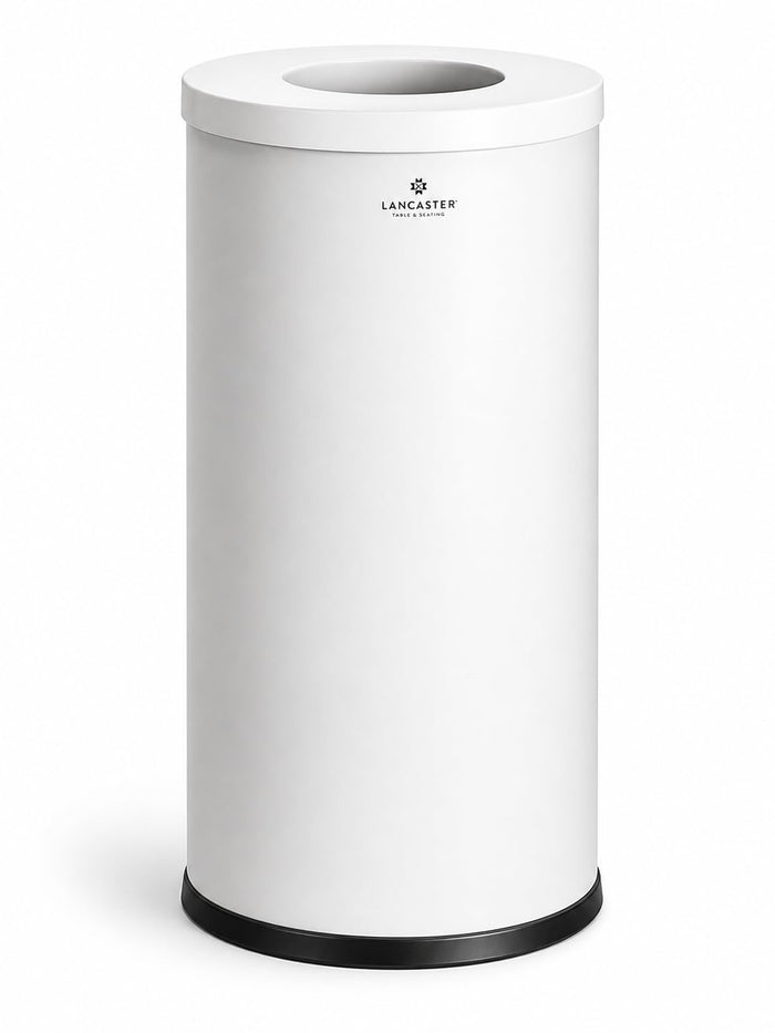 Glownary Round Metal Trash Can, White Powder-Coated, 15 Gallon Capacity, 30 Inch Height, Indoor Decorative with Lid