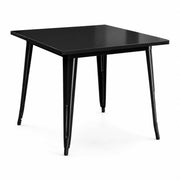 Glownary Steel Outdoor Dining Table, Square 36 x 36 Inch, Onyx Black, Powder-Coated, Standard Height, Indoor/Outdoor Use, 4 Seats
