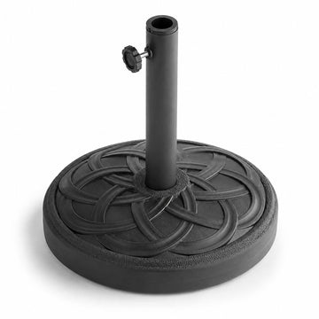 Glownary Black Round Concrete Umbrella Base, 28 lb Weight Capacity, 14.1 Inch Height, 13.8 Inch Diameter, Removable Post with 3 Sizing Inserts