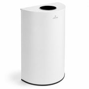 Glownary Half Round Decorative Trash Can, White Powder-Coated Metal, 12 Gallon Capacity, Indoor Use, 18x9x32 Inches