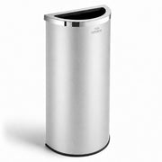 Glownary Stainless Steel Half Round Trash Can, 8 Gallon, Silver, Space Saving Design, Indoor Decorative Waste Receptacle, 13.5x6.75x26 Inches