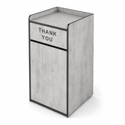 Glownary Waste Receptacle Enclosure, 35 Gallon, Gray Concrete Laminate, Wood, Square, Thank You Swing Door, Indoor Trash Cabinet, 23.75x23.38x44 Inch