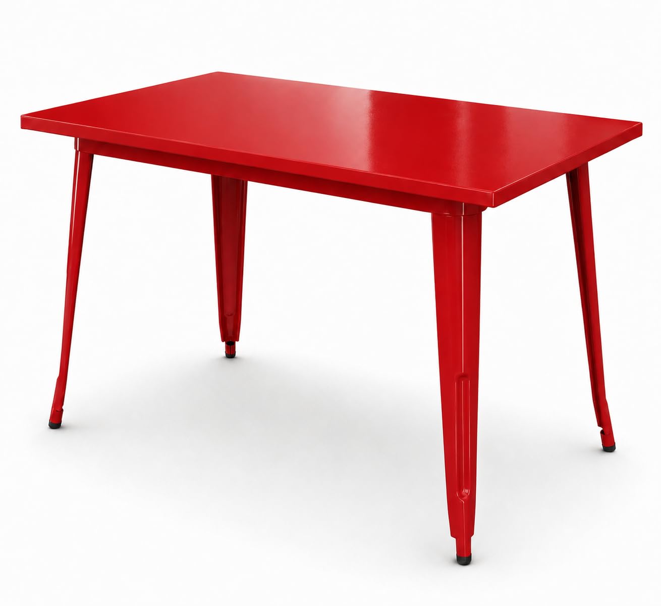 Glownary Steel Outdoor Table, Ruby Red, 48 x 30 Inch, Rectangular, Powder-Coated, Standard Height, ADA Compliant, Indoor/Outdoor, 4 Person Seating