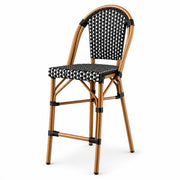Glownary Bistro Counter Height Stool, Black White Checkered PE Rattan Weave, Powder-Coated Aluminum Frame, Stackable Indoor Outdoor Use, 18x21.5x40.5 Inch