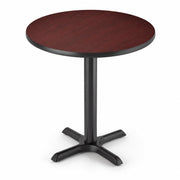 Glownary Round Reversible Table, Cherry/Black Laminate Top with Cast Iron Base, 30 Inch Diameter, Standard Height, Indoor Commercial Use, 3-4 Seating