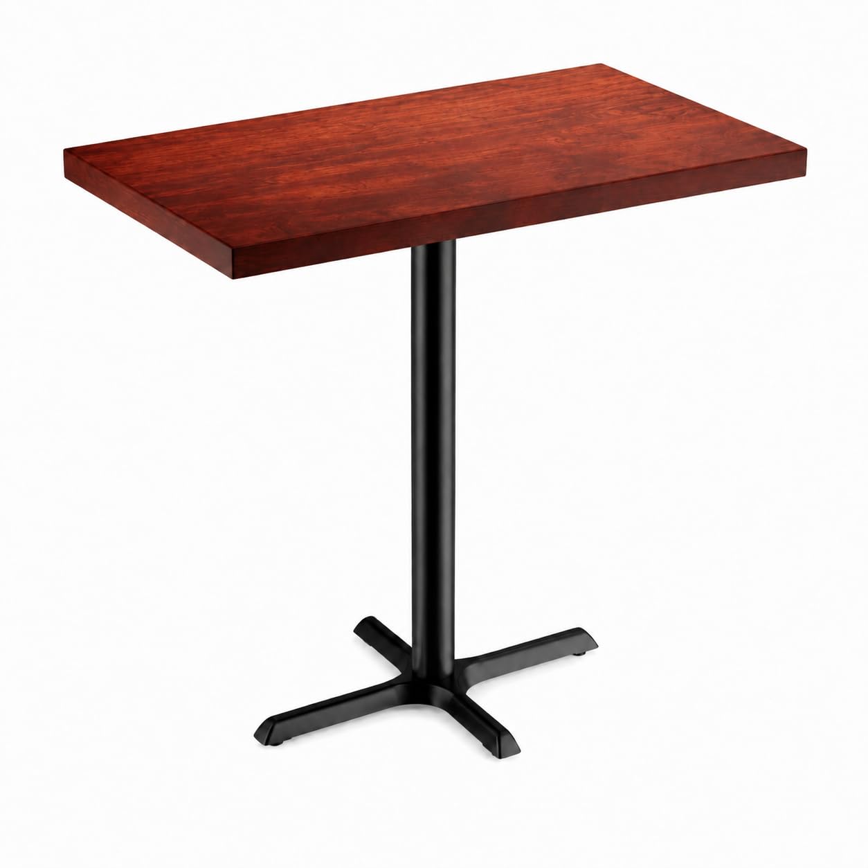Glownary Bar Height Rectangular Table, Mahogany Wood Butcher Block Top, Cast Iron Base, 30 x 48 Inch, Indoor