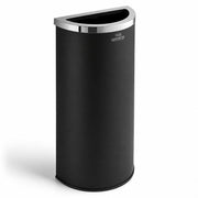 Glownary Half Round Metal Trash Can, Black Powder-Coated, 8 Gallon, Space Saving Design, Indoor Decorative Waste Receptacle, 13.5x6.75x26 Inches