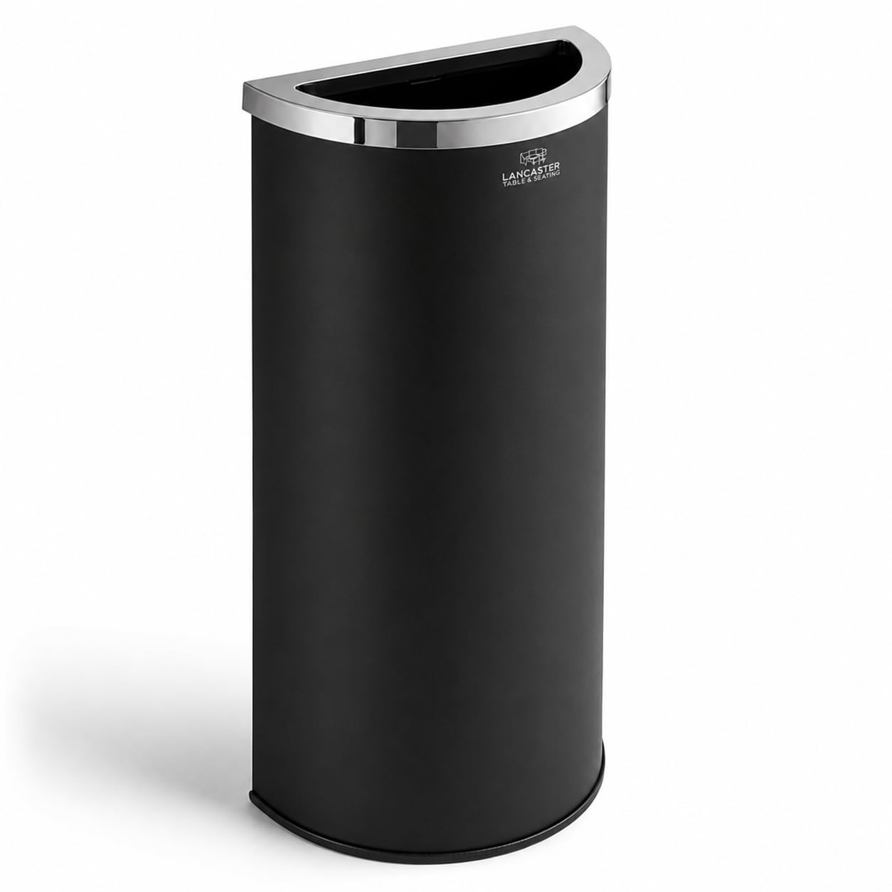 Glownary Half Round Metal Trash Can, Black Powder-Coated, 8 Gallon, Space Saving Design, Indoor Decorative Waste Receptacle, 13.5x6.75x26 Inches