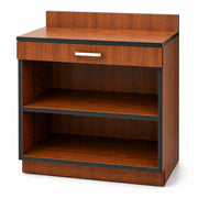 Glownary Walnut Waitress Station with Drawer, Brown Laminated Melamine, 36x24x36 Inches, Adjustable Shelf, Server Storage