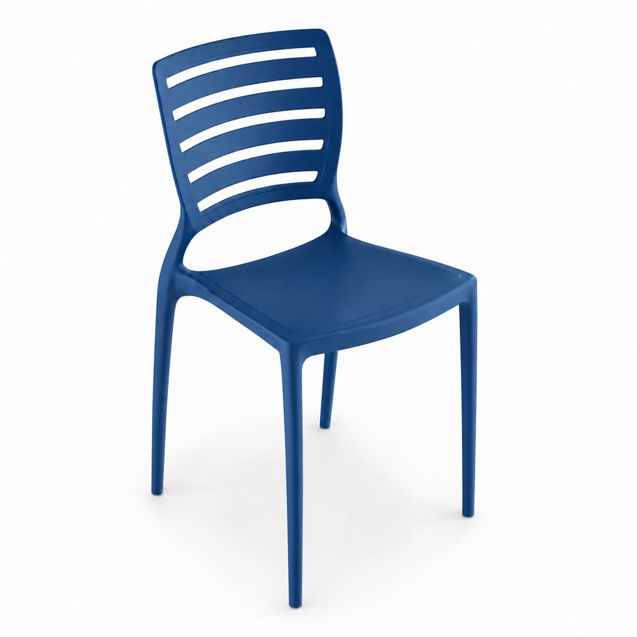 Glownary Sol Sea Blue Resin Side Chair, Indoor Outdoor, Stackable, UV-Resistant, Modern Coastal Style, 32.5 Inch Height, 350 lb Capacity, Non-Slip Feet