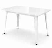 Glownary Alloy Rectangular Outdoor Dining Table, Pearl White Steel, 48 x 30 Inch, Standard Height, Powder-Coated, ADA Compliant, 4 Seater