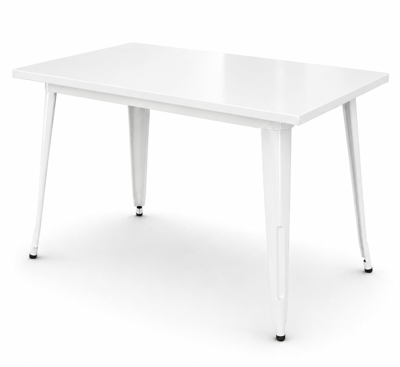 Glownary Alloy Rectangular Outdoor Dining Table, Pearl White Steel, 48 x 30 Inch, Standard Height, Powder-Coated, ADA Compliant, 4 Seater