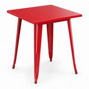Glownary Steel Outdoor Table, Ruby Red, Square 24x24 Inch, Standard Height 30 Inch, Powder-Coated, Indoor/Outdoor Use, 2 Person Seating