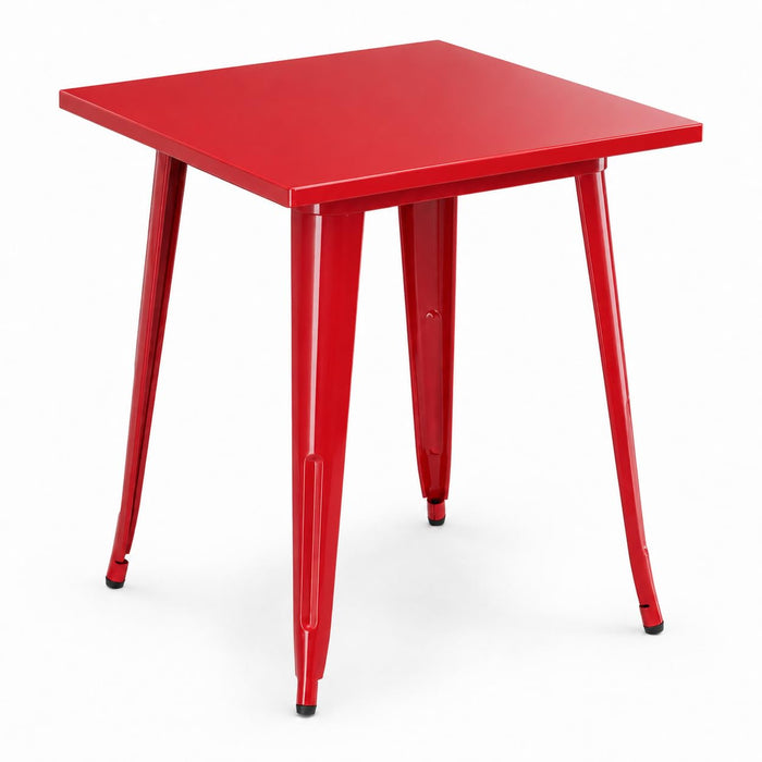 Glownary Steel Outdoor Table, Ruby Red, Square 24x24 Inch, Standard Height 30 Inch, Powder-Coated, Indoor/Outdoor Use, 2 Person Seating