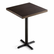 Glownary Square Bar Height Wood Table, Espresso Brown Butcher Block Top with Black Cast Iron Base, 30x30x43 Inch