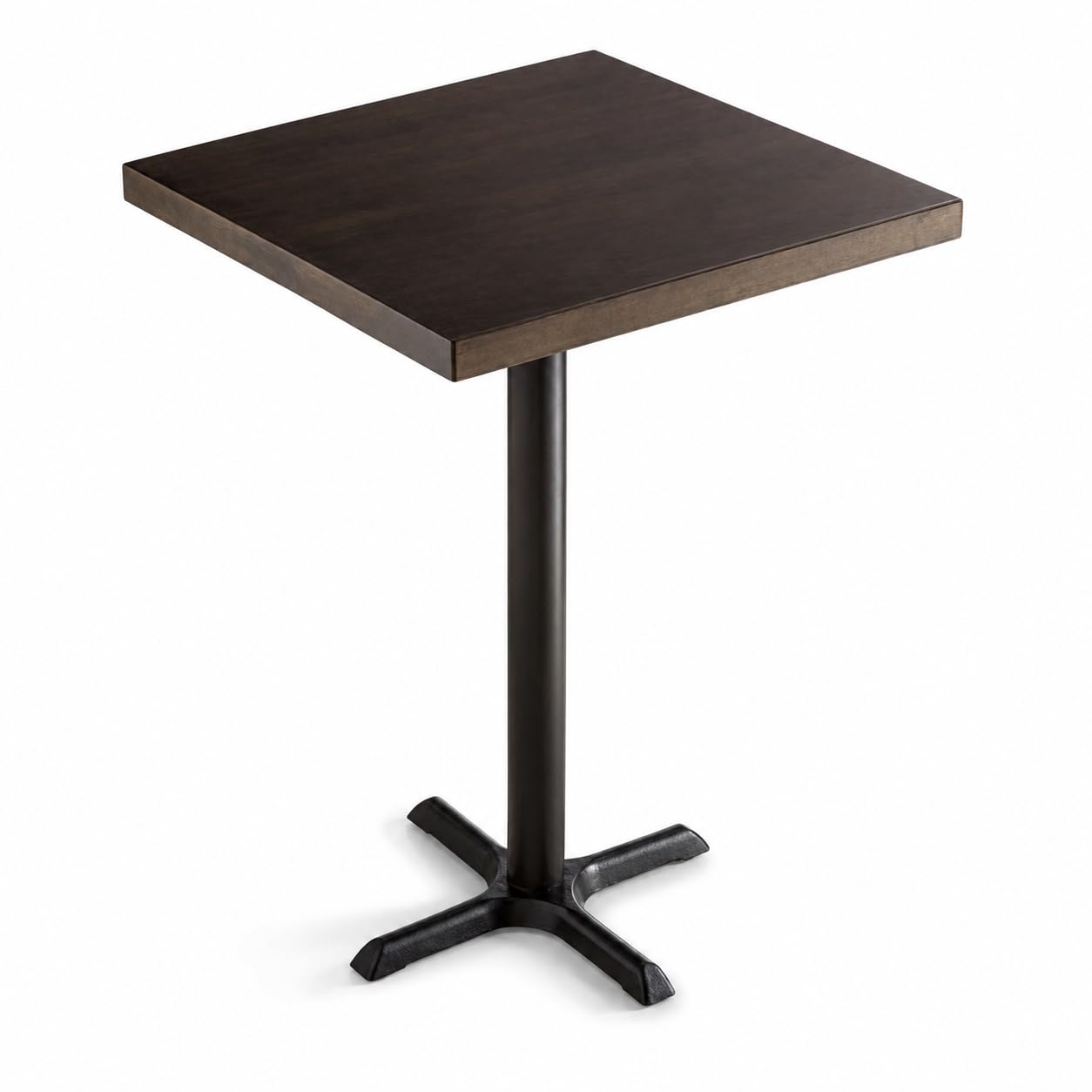 Glownary Square Bar Height Wood Table, Espresso Brown Butcher Block Top with Black Cast Iron Base, 30x30x43 Inch