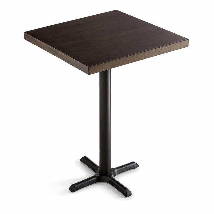 Glownary Square Bar Height Wood Table, Espresso Brown Butcher Block Top with Black Cast Iron Base, 30x30x43 Inch