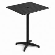 Glownary Black Powder-Coated Aluminum Square Bar Height Table, 32x32x42 Inches, Weather-Resistant, Umbrella Hole, 4 Seating Capacity, for Outdoor Use