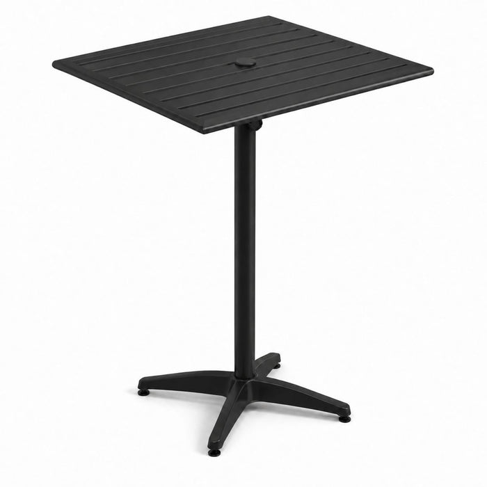 Glownary Black Powder-Coated Aluminum Square Bar Height Table, 32x32x42 Inches, Weather-Resistant, Umbrella Hole, 4 Seating Capacity, for Outdoor Use
