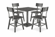 Glownary Industrial Square Dining Table Set, Slate Gray Solid Wood with Live Edge, 36 Inch, Standard Height with 4 Chairs