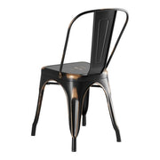 Glownary Outdoor Dining Set, Distressed Copper Steel Table with 4 Cafe Chairs, 31.5 x 31.5 Inch Square, Standard Height, Stackable, Indoor/Outdoor view 5
