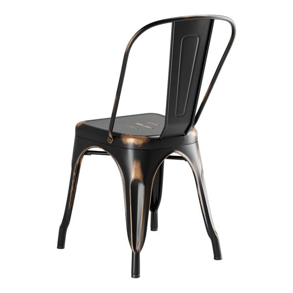 Glownary Outdoor Dining Set, Distressed Copper Steel Table with 4 Cafe Chairs, 31.5 x 31.5 Inch Square, Standard Height, Stackable, Indoor/Outdoor view 5
