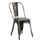 Glownary Outdoor Dining Set, Distressed Copper Steel Table with 4 Cafe Chairs, 31.5 x 31.5 Inch Square, Standard Height, Stackable, Indoor/Outdoor view 6