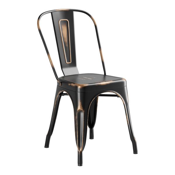Glownary Outdoor Dining Set, Distressed Copper Steel Table with 4 Cafe Chairs, 31.5 x 31.5 Inch Square, Standard Height, Stackable, Indoor/Outdoor view 6