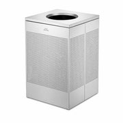 Glownary Stainless Steel Square Perforated Trash Can, Silver, 40 Gallon Capacity, Indoor Decorative Waste Receptacle with Lid, 21.75x21.75x31.25 Inches