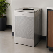 Glownary Stainless Steel Square Perforated Trash Can, Silver, 40 Gallon Capacity, Indoor Decorative Waste Receptacle with Lid, 21.75x21.75x31.25 Inches view 2