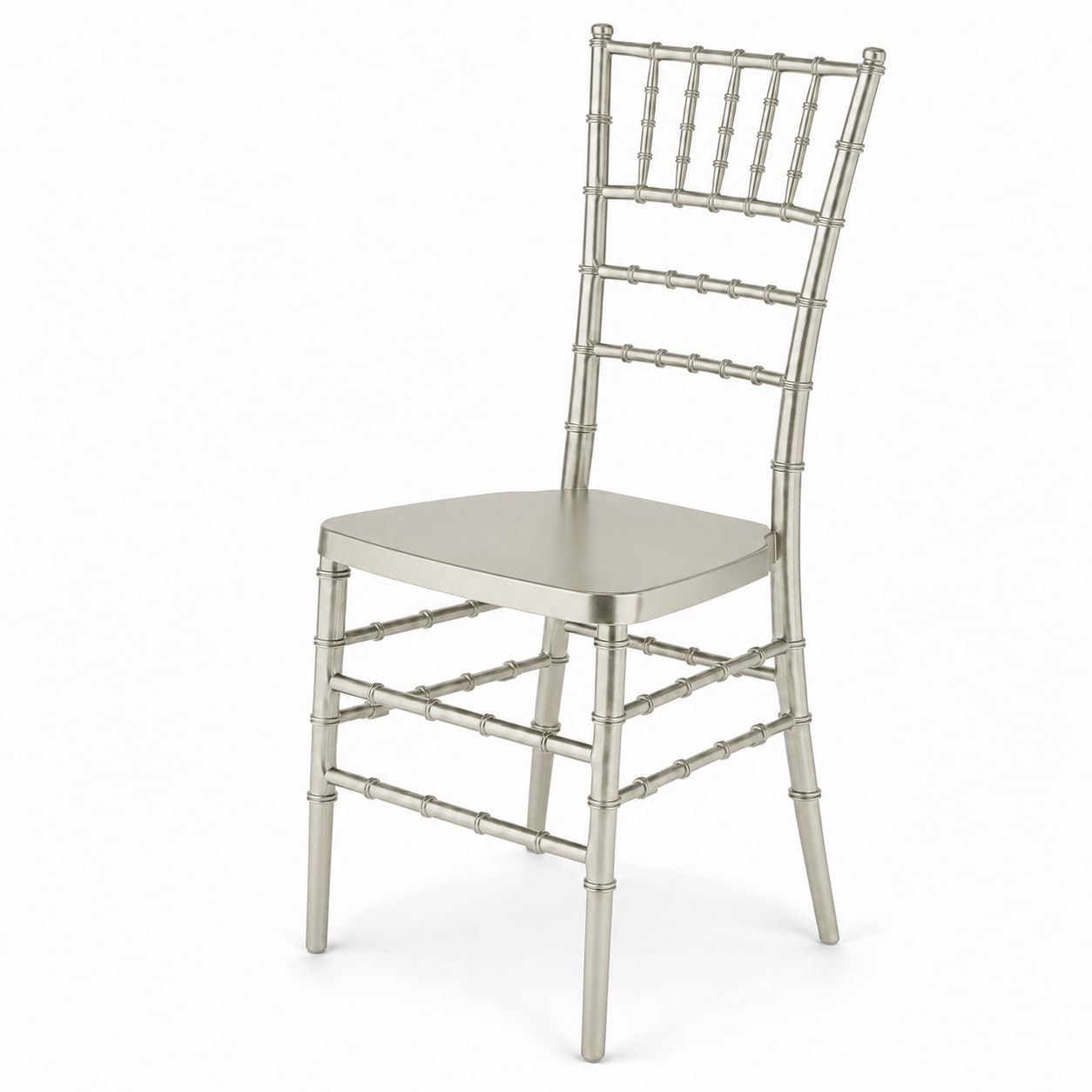 Glownary Heavy-Duty Steel Reinforced Chiavari Chair, Silver Resin, 15x16.1x36.2 Inch, Stackable, 500 lb Capacity, Indoor Outdoor Use