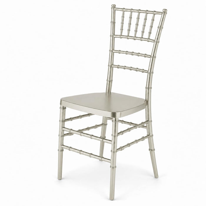 Glownary Heavy-Duty Steel Reinforced Chiavari Chair, Silver Resin, 15x16.1x36.2 Inch, Stackable, 500 lb Capacity, Indoor Outdoor Use
