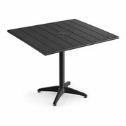 Glownary Square Outdoor Dining Table, Black Powder-Coated Aluminum, 36 x 36 Inch, with Umbrella Hole, Weather-Resistant, Standard Height