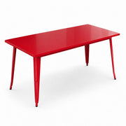 Glownary Outdoor Dining Table, Ruby Red Steel, 63 x 32 Inch, Standard Height, Rectangular, Powder-Coated, Indoor/Outdoor, 6 Seating Capacity, ADA Compliant