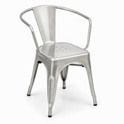 Glownary Alloy Silver Indoor Arm Chair, Steel Construction, Stackable Design, 400 lb Capacity, Fully Assembled