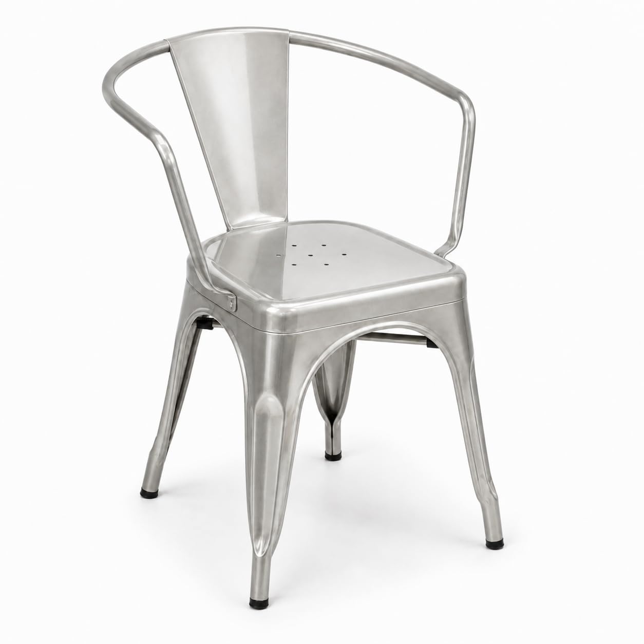 Glownary Alloy Silver Indoor Arm Chair, Steel Construction, Stackable Design, 400 lb Capacity, Fully Assembled