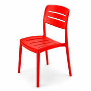 Glownary Alto Buoy Red Resin Side Chair, Slat Back Design, Stackable, Outdoor Dining, 350 lb Capacity, 19.7x20.9x32.7 Inches